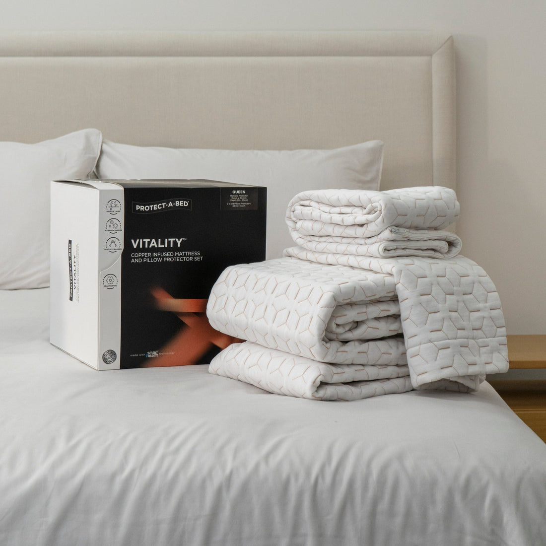 Vitality™ Copper Infused Fitted Waterproof Mattress and Pillow Protector Set
